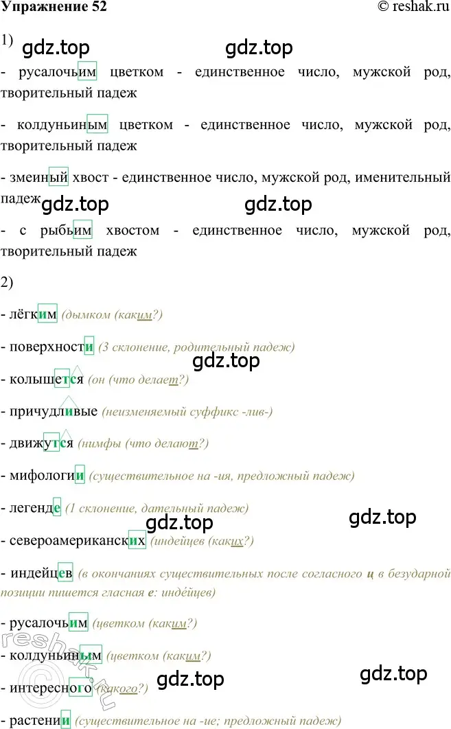 Решение 2. номер 52 (страница 219) гдз по русскому языку 5 класс Шмелев, Флоренская, учебник 2 часть