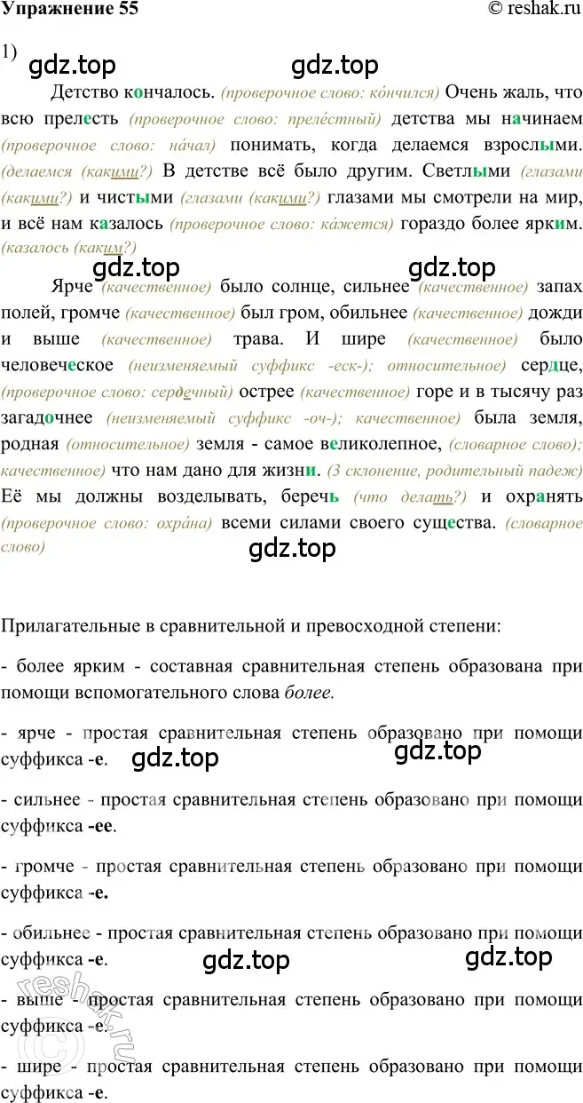 Решение 2. номер 55 (страница 223) гдз по русскому языку 5 класс Шмелев, Флоренская, учебник 2 часть