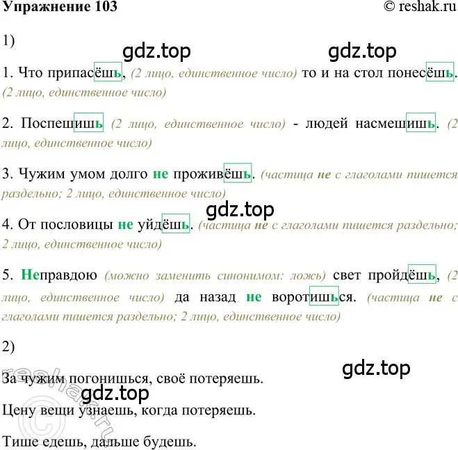 Решение 2. номер 103 (страница 303) гдз по русскому языку 5 класс Шмелев, Флоренская, учебник 2 часть