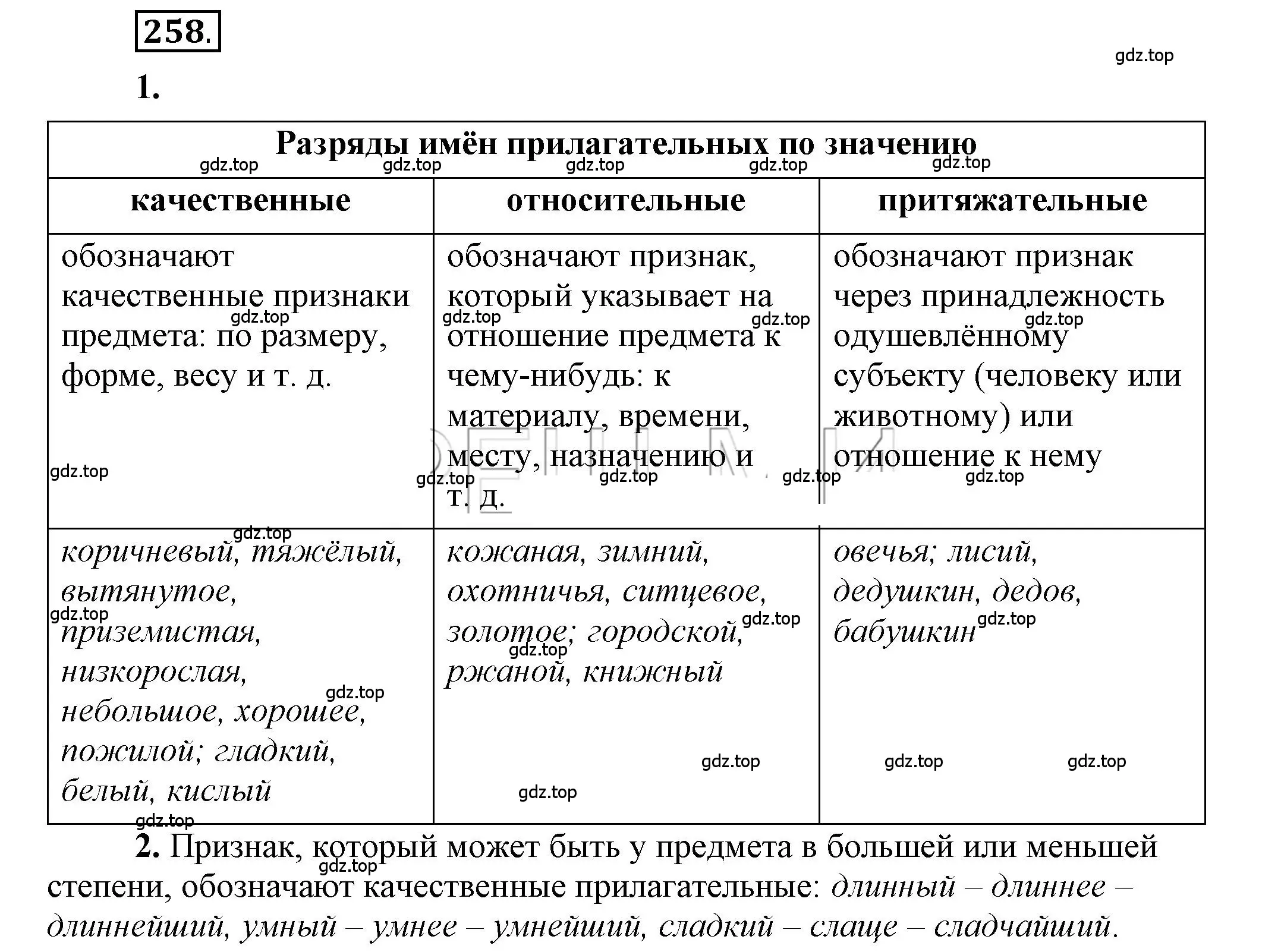 Решение 2. номер 258 (страница 206) гдз по русскому языку 6 класс Быстрова, Кибирева, учебник 1 часть