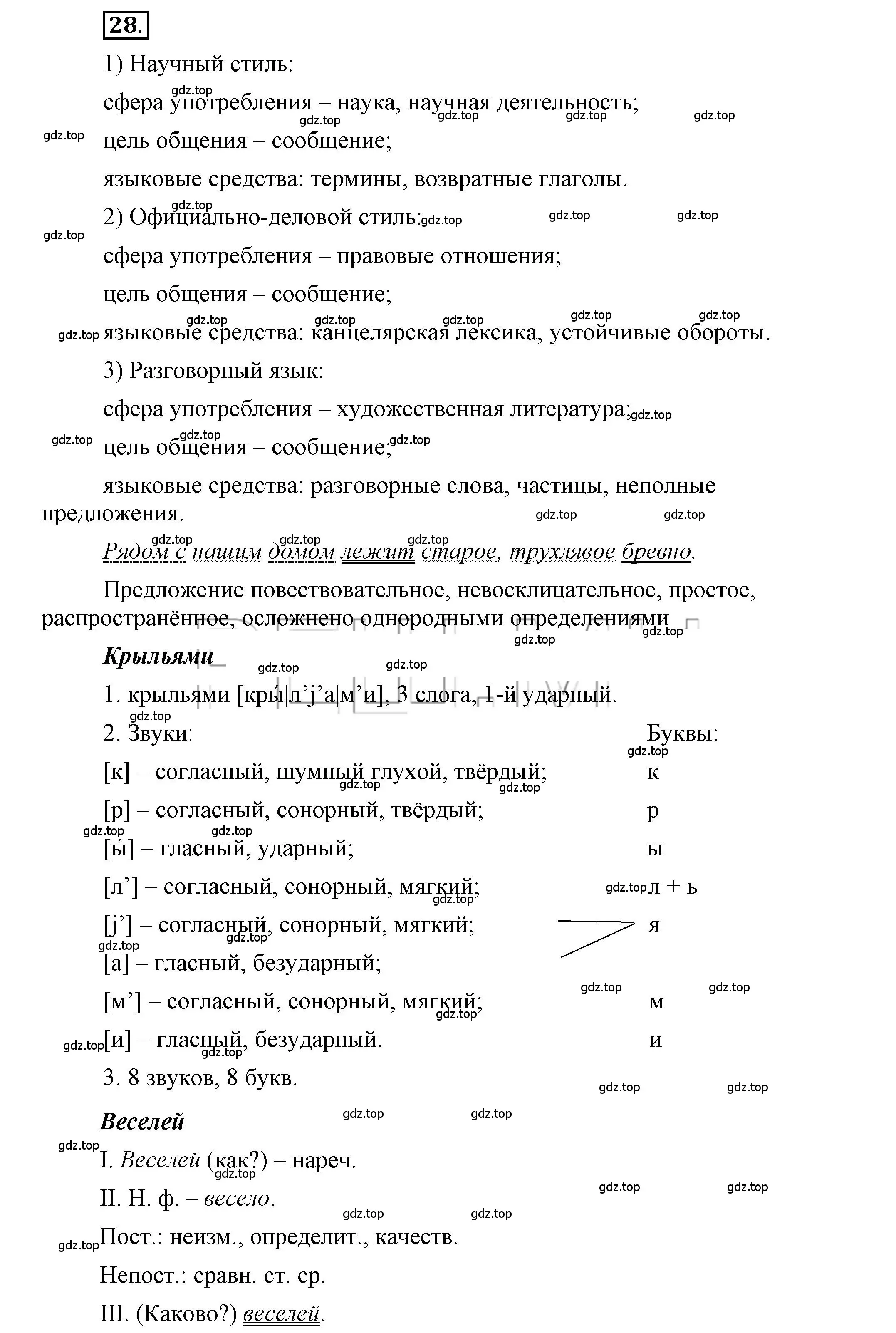 Решение 2. номер 28 (страница 32) гдз по русскому языку 6 класс Быстрова, Кибирева, учебник 1 часть