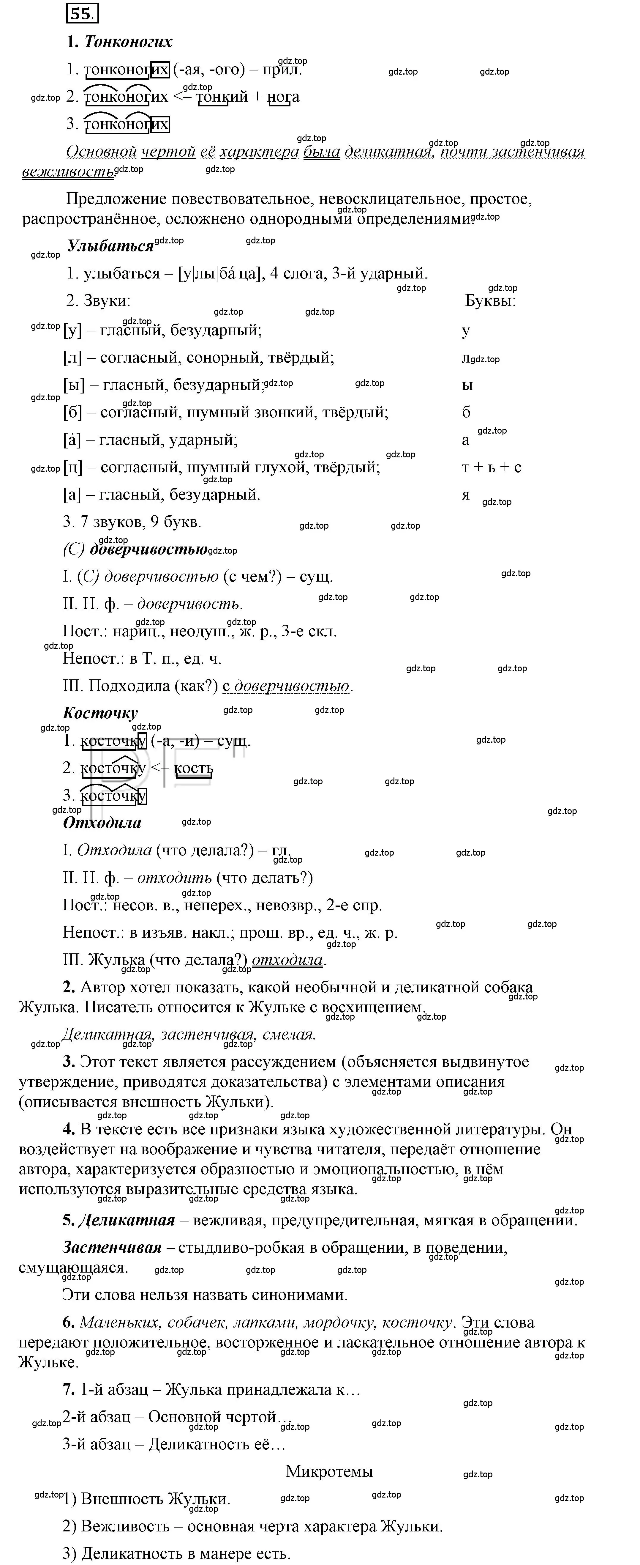 Решение 2. номер 55 (страница 64) гдз по русскому языку 6 класс Быстрова, Кибирева, учебник 1 часть