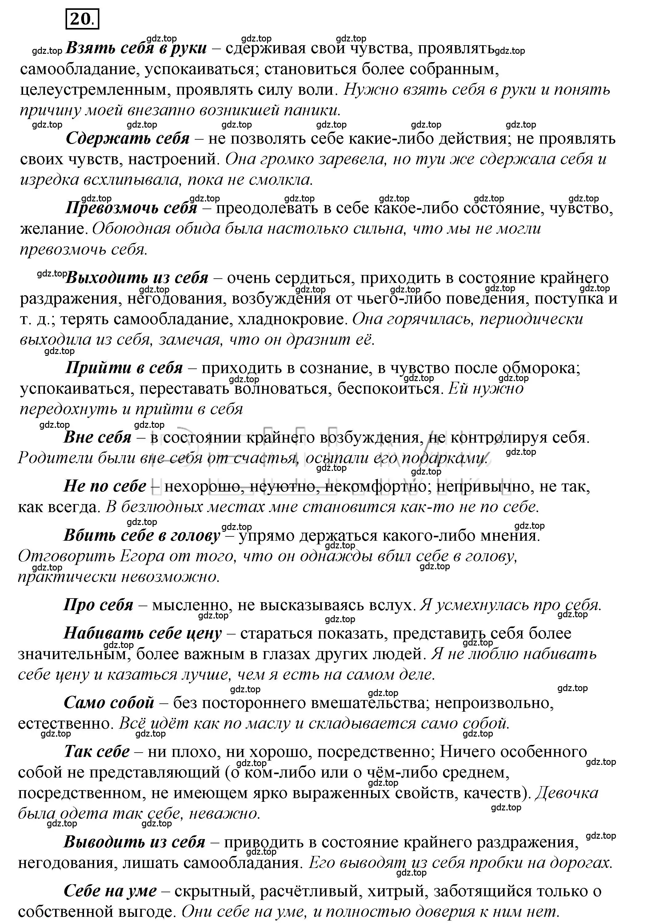 Решение 2. номер 20 (страница 20) гдз по русскому языку 6 класс Быстрова, Кибирева, учебник 2 часть