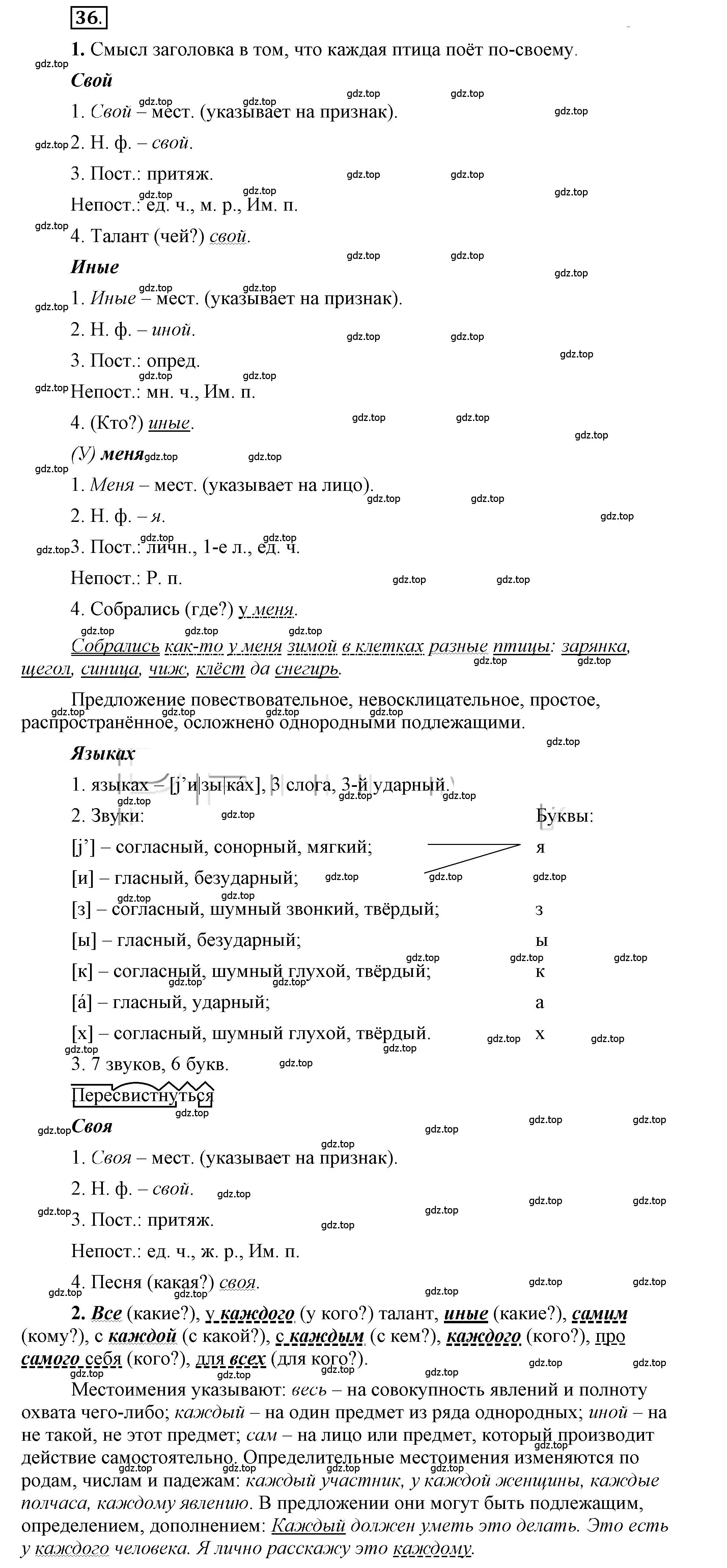 Решение 2. номер 36 (страница 32) гдз по русскому языку 6 класс Быстрова, Кибирева, учебник 2 часть