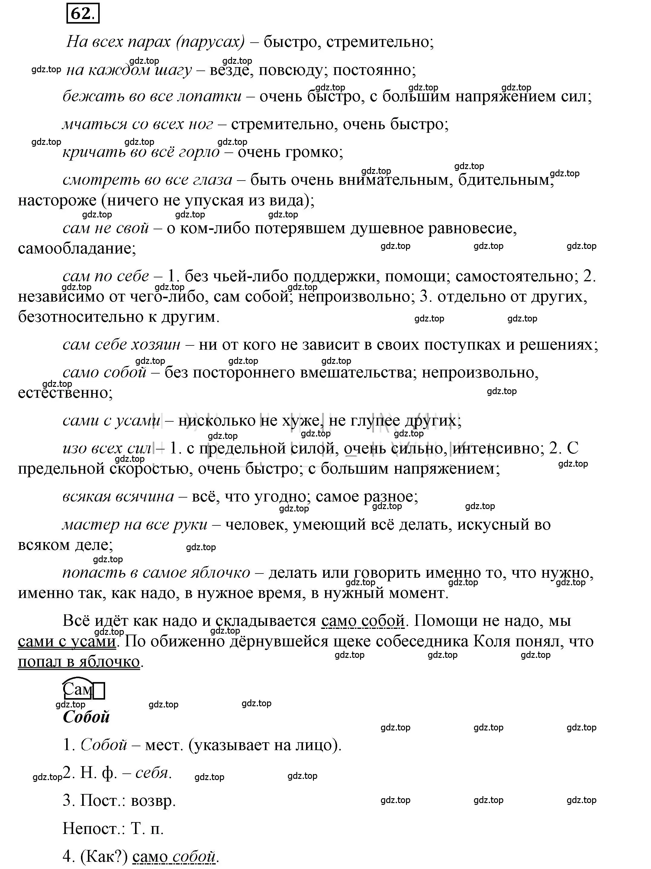 Решение 2. номер 62 (страница 50) гдз по русскому языку 6 класс Быстрова, Кибирева, учебник 2 часть