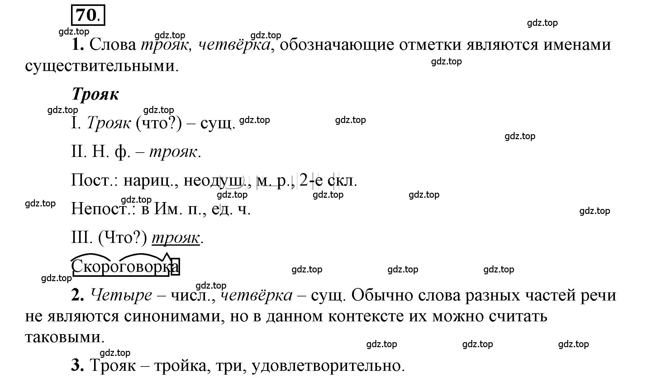 Решение 2. номер 70 (страница 58) гдз по русскому языку 6 класс Быстрова, Кибирева, учебник 2 часть