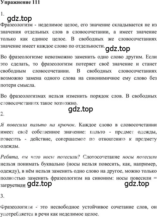 Решение 3. номер 111 (страница 116) гдз по русскому языку 6 класс Быстрова, Кибирева, учебник 1 часть