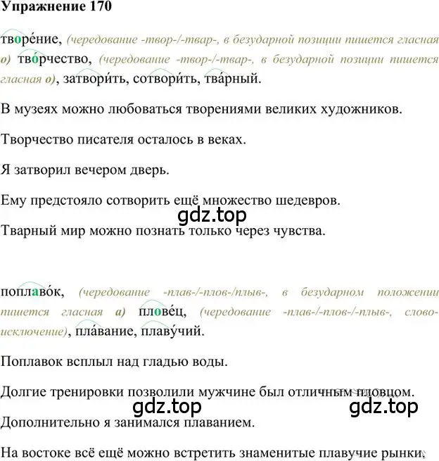 Решение 3. номер 170 (страница 146) гдз по русскому языку 6 класс Быстрова, Кибирева, учебник 1 часть