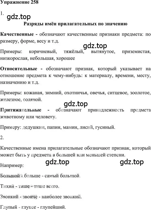 Решение 3. номер 258 (страница 206) гдз по русскому языку 6 класс Быстрова, Кибирева, учебник 1 часть