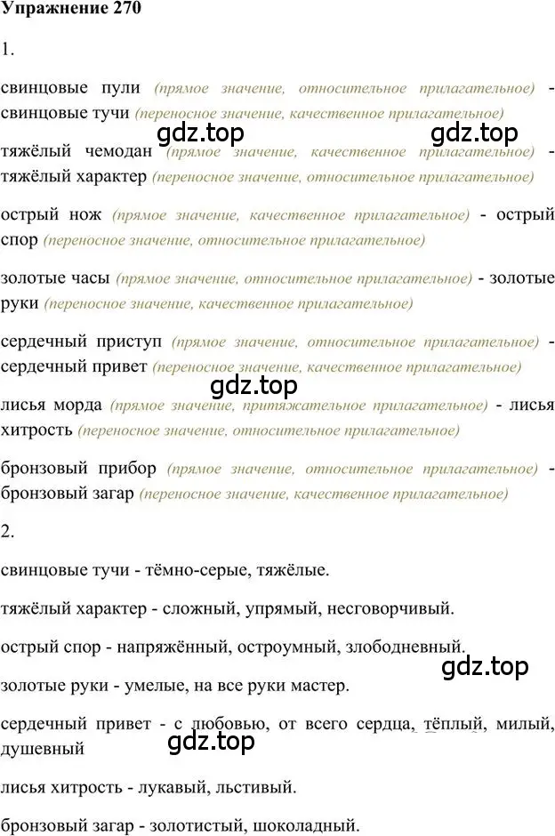 Решение 3. номер 270 (страница 216) гдз по русскому языку 6 класс Быстрова, Кибирева, учебник 1 часть