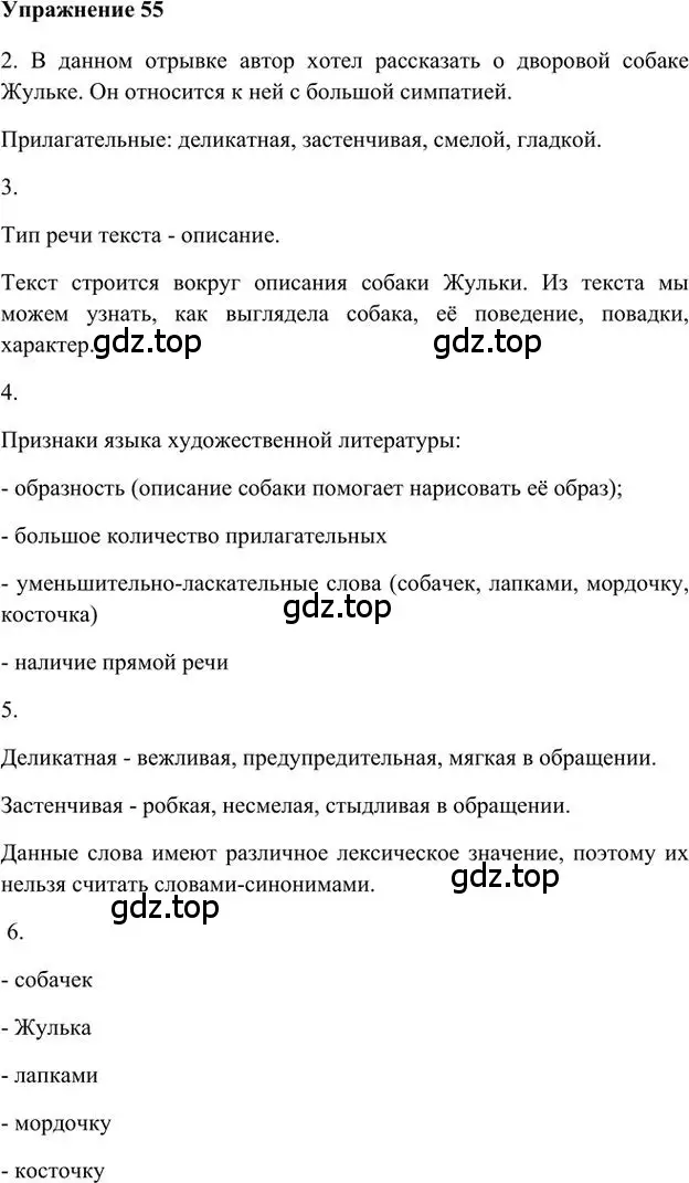 Решение 3. номер 55 (страница 64) гдз по русскому языку 6 класс Быстрова, Кибирева, учебник 1 часть