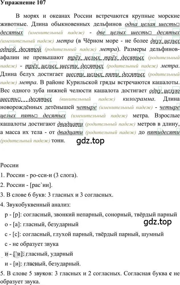 Решение 3. номер 107 (страница 83) гдз по русскому языку 6 класс Быстрова, Кибирева, учебник 2 часть