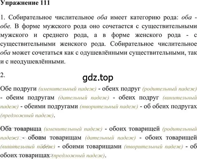 Решение 3. номер 111 (страница 85) гдз по русскому языку 6 класс Быстрова, Кибирева, учебник 2 часть
