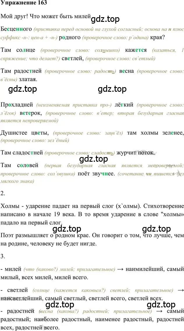 Решение 3. номер 163 (страница 127) гдз по русскому языку 6 класс Быстрова, Кибирева, учебник 2 часть