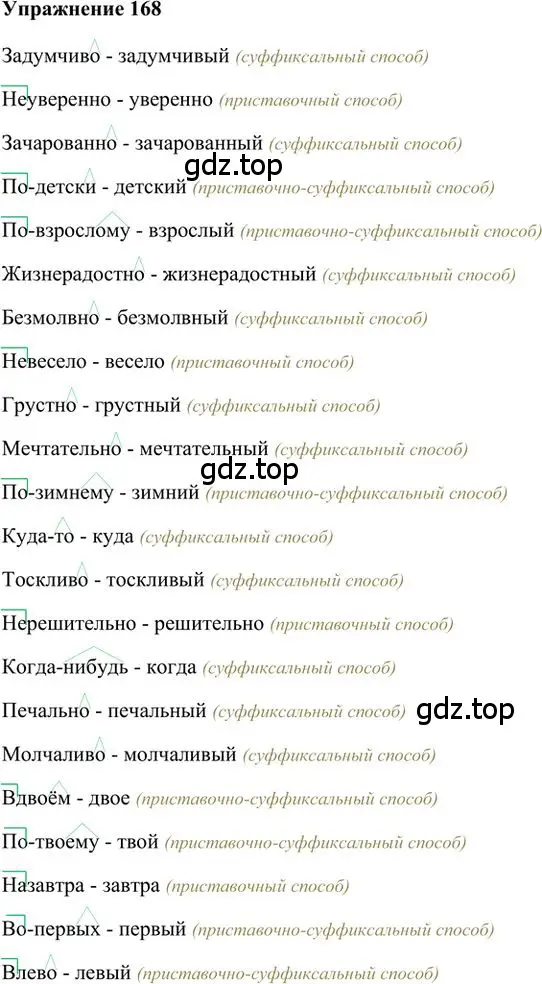 Решение 3. номер 168 (страница 134) гдз по русскому языку 6 класс Быстрова, Кибирева, учебник 2 часть