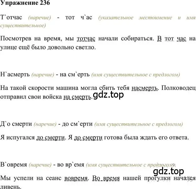 Решение 3. номер 236 (страница 171) гдз по русскому языку 6 класс Быстрова, Кибирева, учебник 2 часть