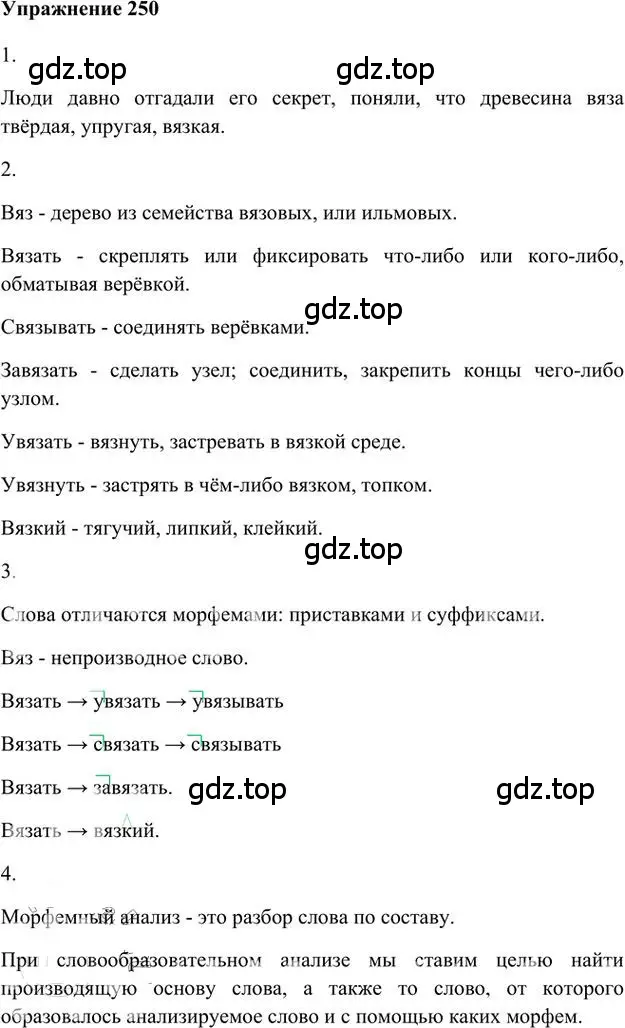 Решение 3. номер 250 (страница 180) гдз по русскому языку 6 класс Быстрова, Кибирева, учебник 2 часть