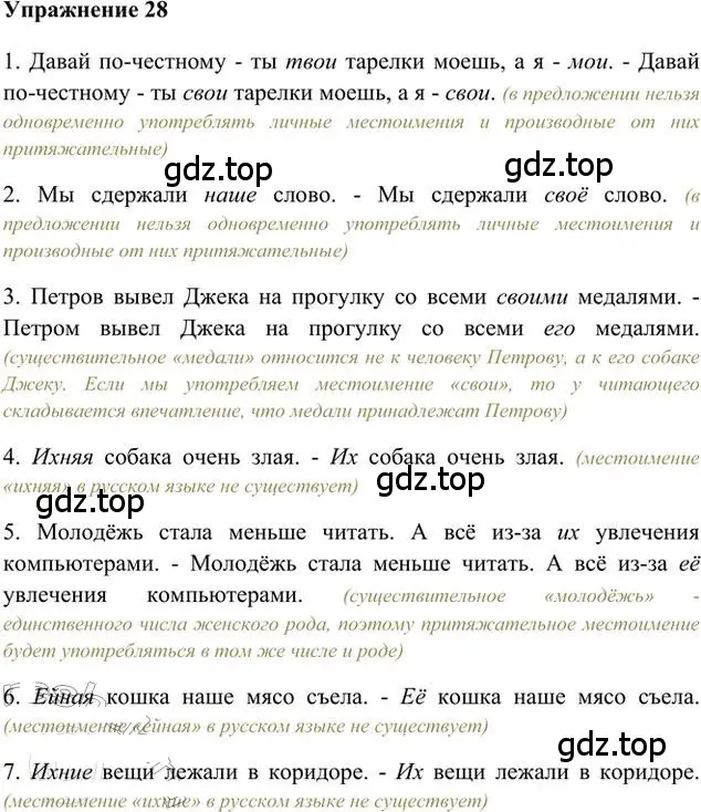 Решение 3. номер 28 (страница 24) гдз по русскому языку 6 класс Быстрова, Кибирева, учебник 2 часть