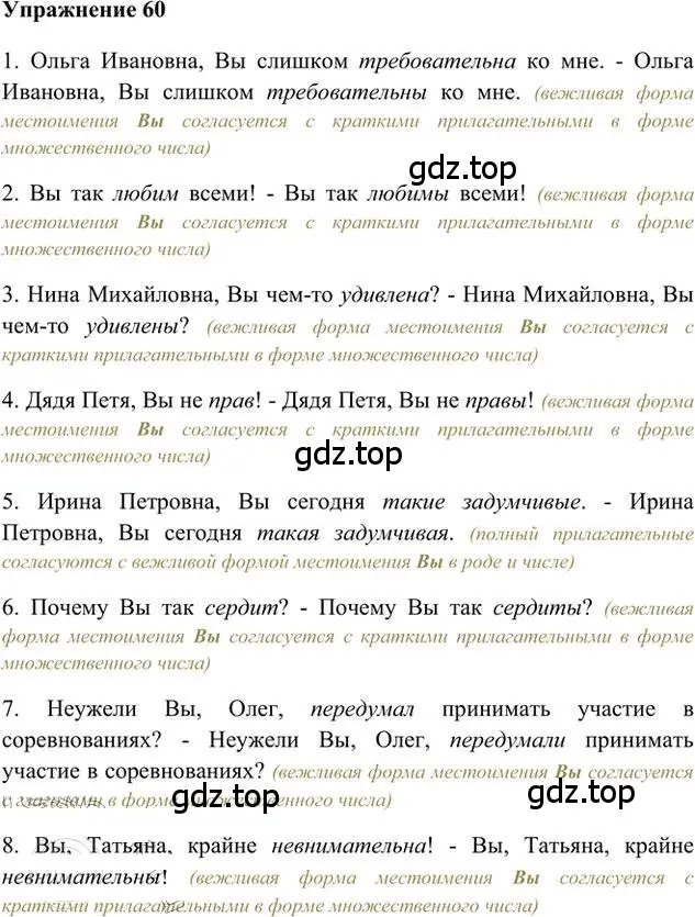 Решение 3. номер 60 (страница 49) гдз по русскому языку 6 класс Быстрова, Кибирева, учебник 2 часть