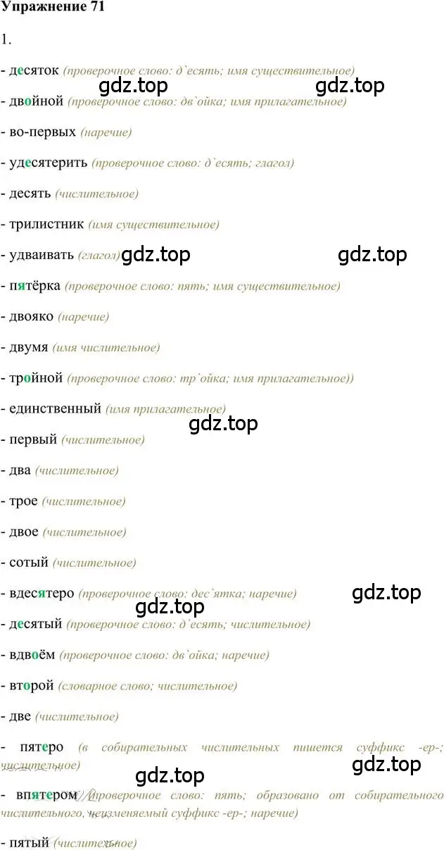 Решение 3. номер 71 (страница 59) гдз по русскому языку 6 класс Быстрова, Кибирева, учебник 2 часть