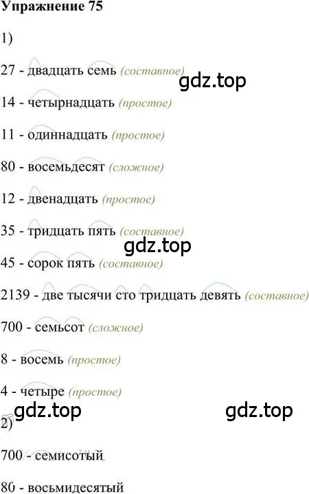 Решение 3. номер 75 (страница 62) гдз по русскому языку 6 класс Быстрова, Кибирева, учебник 2 часть