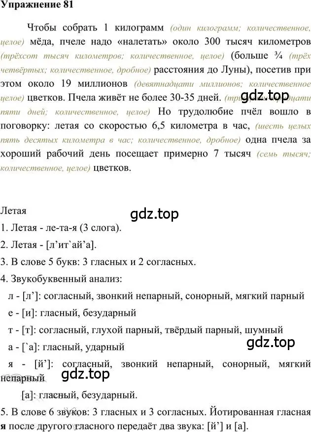 Решение 3. номер 81 (страница 66) гдз по русскому языку 6 класс Быстрова, Кибирева, учебник 2 часть