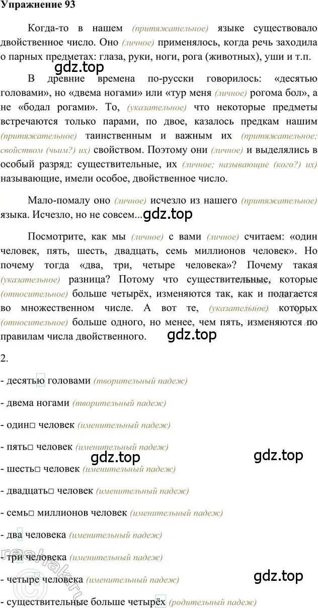 Решение 3. номер 93 (страница 75) гдз по русскому языку 6 класс Быстрова, Кибирева, учебник 2 часть