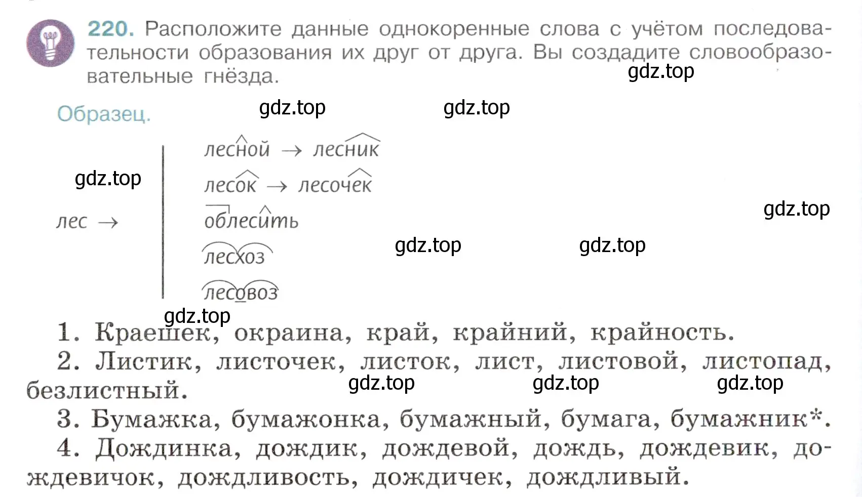 Условие номер 220 (страница 110) гдз по русскому языку 6 класс Баранов, Ладыженская, учебник 1 часть