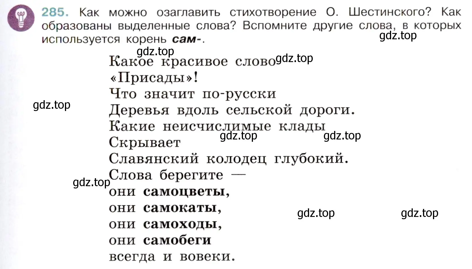 Условие номер 285 (страница 137) гдз по русскому языку 6 класс Баранов, Ладыженская, учебник 1 часть