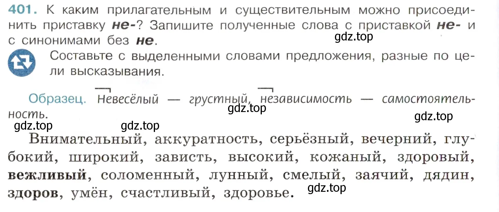 Условие номер 401 (страница 26) гдз по русскому языку 6 класс Баранов, Ладыженская, учебник 2 часть