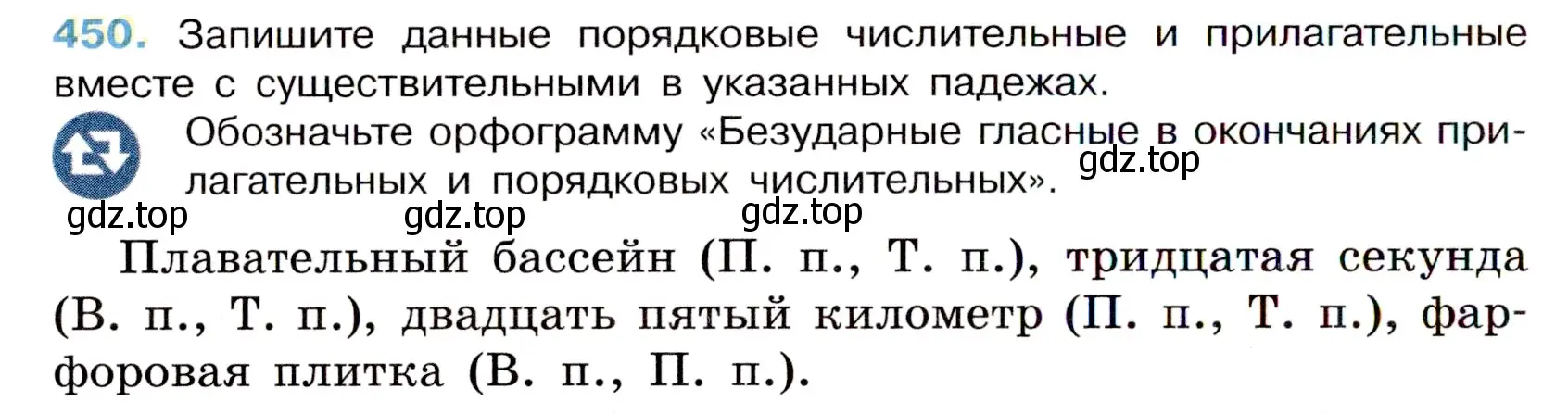 Условие номер 450 (страница 50) гдз по русскому языку 6 класс Баранов, Ладыженская, учебник 2 часть