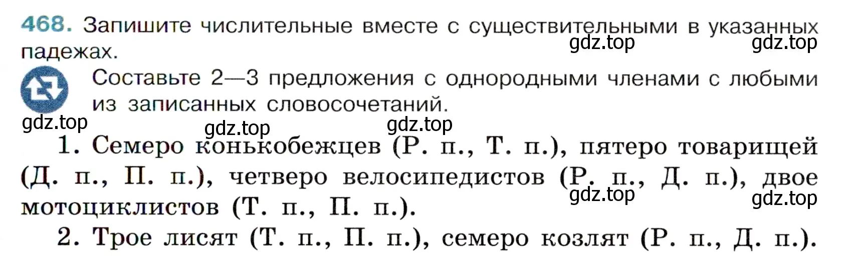 Условие номер 468 (страница 59) гдз по русскому языку 6 класс Баранов, Ладыженская, учебник 2 часть