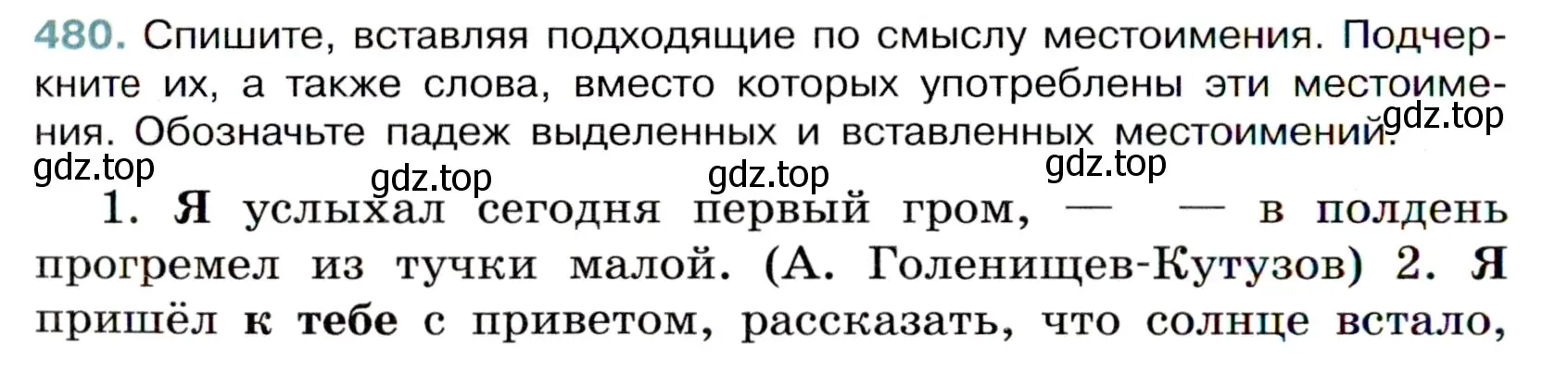 Условие номер 480 (страница 66) гдз по русскому языку 6 класс Баранов, Ладыженская, учебник 2 часть