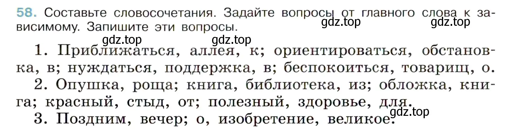 Условие номер 58 (страница 28) гдз по русскому языку 6 класс Баранов, Ладыженская, учебник 1 часть