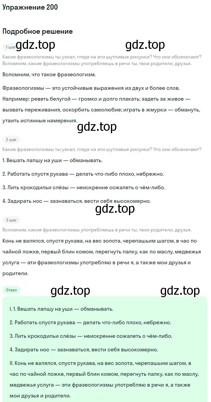 Решение номер 200 (страница 98) гдз по русскому языку 6 класс Баранов, Ладыженская, учебник 1 часть