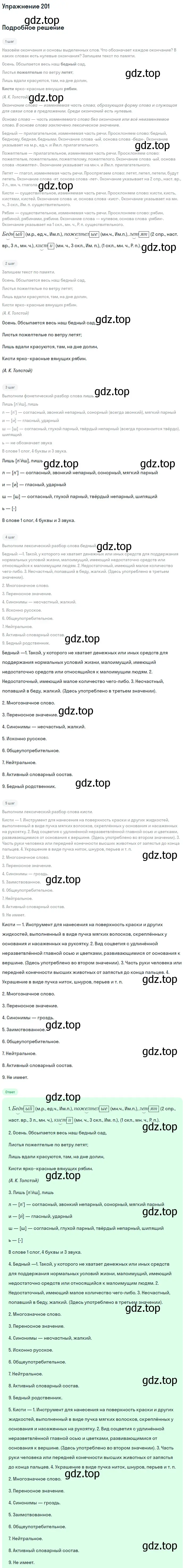 Решение номер 201 (страница 100) гдз по русскому языку 6 класс Баранов, Ладыженская, учебник 1 часть