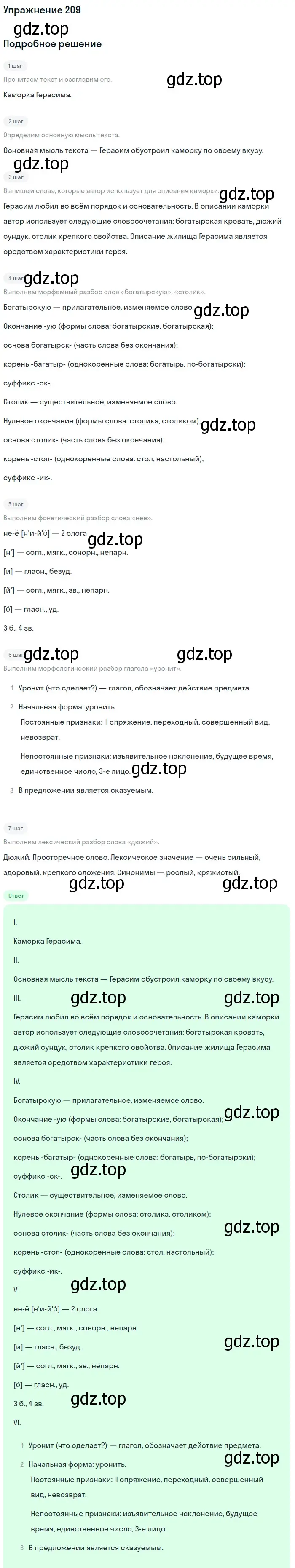 Решение номер 209 (страница 103) гдз по русскому языку 6 класс Баранов, Ладыженская, учебник 1 часть