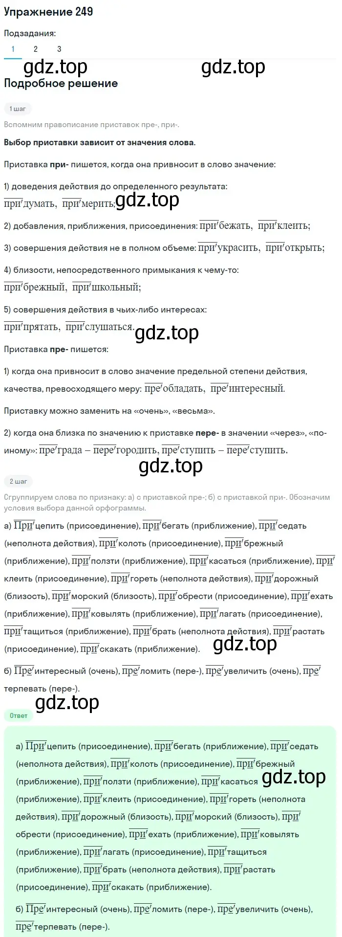 Решение номер 249 (страница 123) гдз по русскому языку 6 класс Баранов, Ладыженская, учебник 1 часть