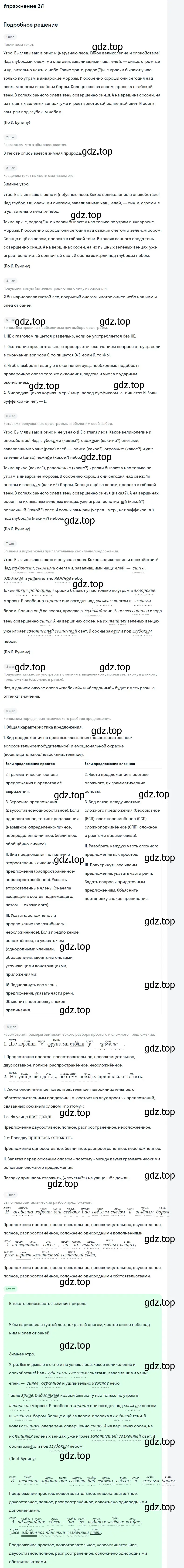 Решение номер 371 (страница 8) гдз по русскому языку 6 класс Баранов, Ладыженская, учебник 2 часть