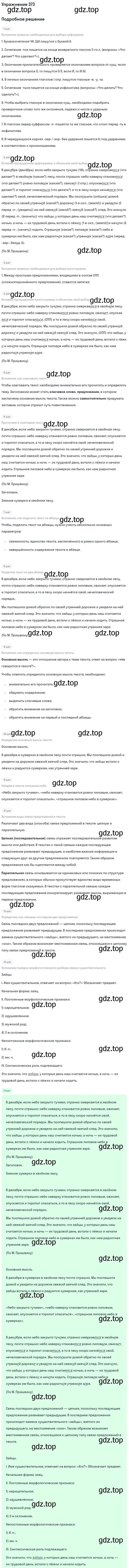 Решение номер 373 (страница 9) гдз по русскому языку 6 класс Баранов, Ладыженская, учебник 2 часть