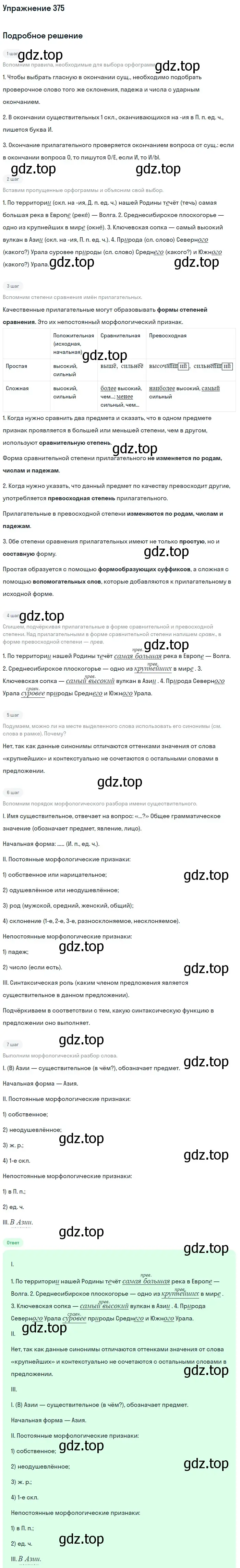 Решение номер 375 (страница 10) гдз по русскому языку 6 класс Баранов, Ладыженская, учебник 2 часть