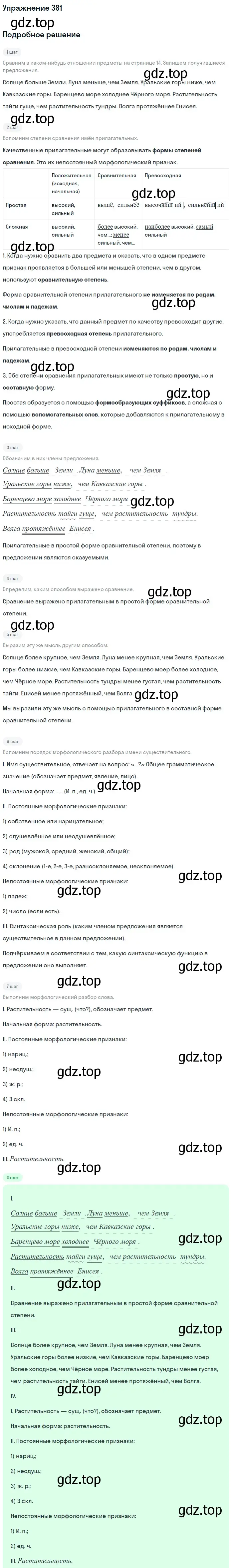 Решение номер 381 (страница 13) гдз по русскому языку 6 класс Баранов, Ладыженская, учебник 2 часть