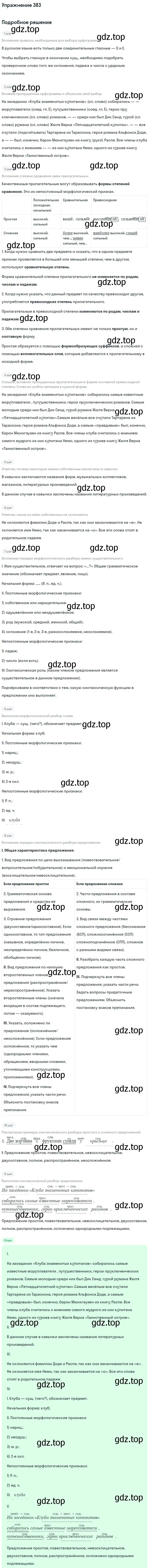 Решение номер 383 (страница 14) гдз по русскому языку 6 класс Баранов, Ладыженская, учебник 2 часть