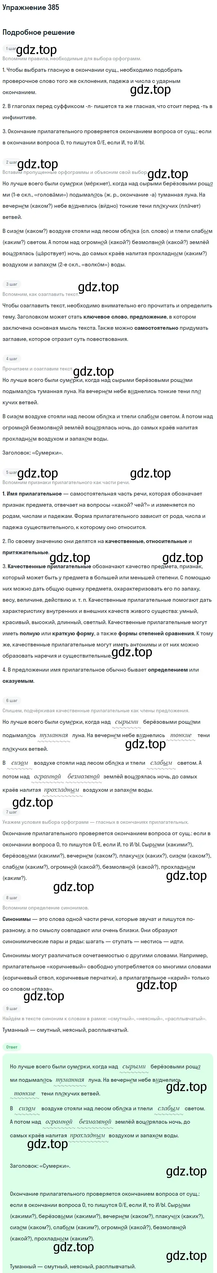 Решение номер 385 (страница 16) гдз по русскому языку 6 класс Баранов, Ладыженская, учебник 2 часть