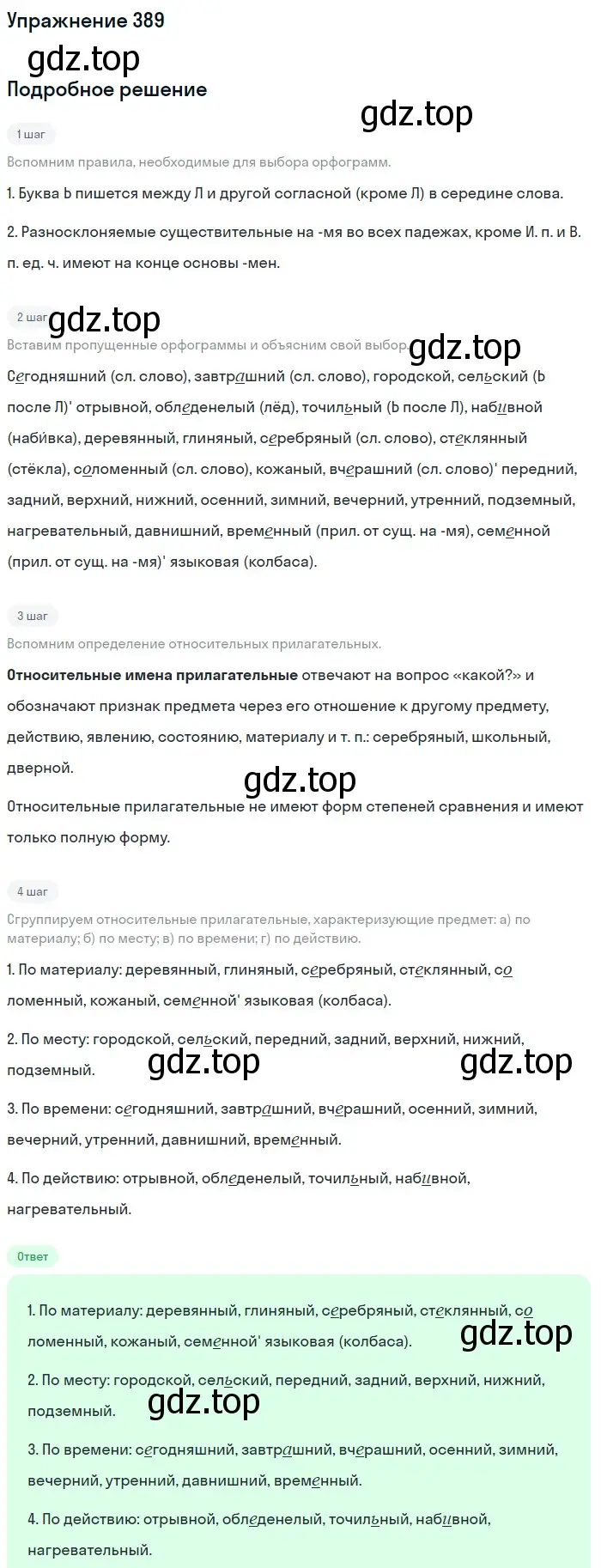 Решение номер 389 (страница 18) гдз по русскому языку 6 класс Баранов, Ладыженская, учебник 2 часть