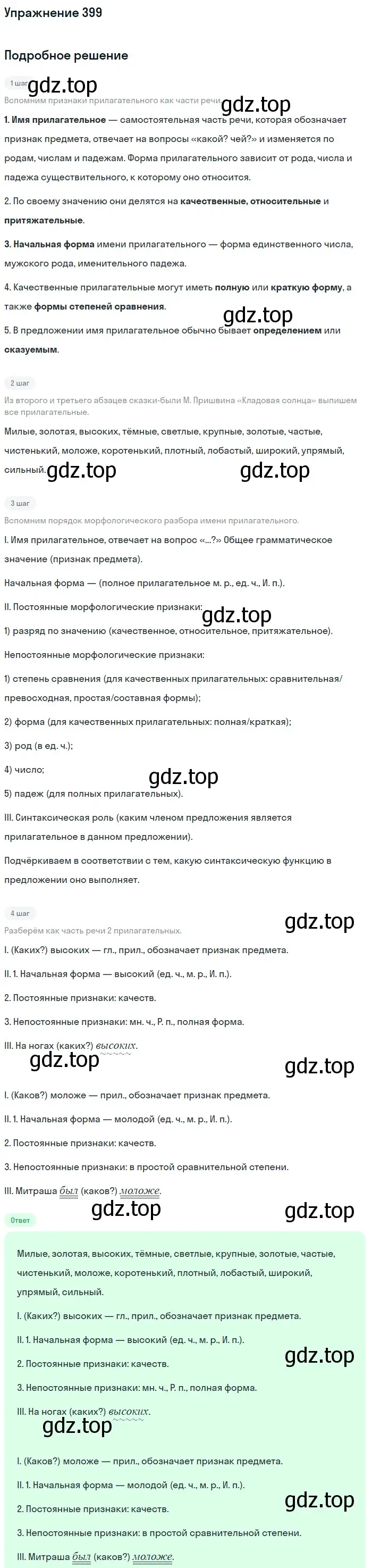 Решение номер 399 (страница 24) гдз по русскому языку 6 класс Баранов, Ладыженская, учебник 2 часть