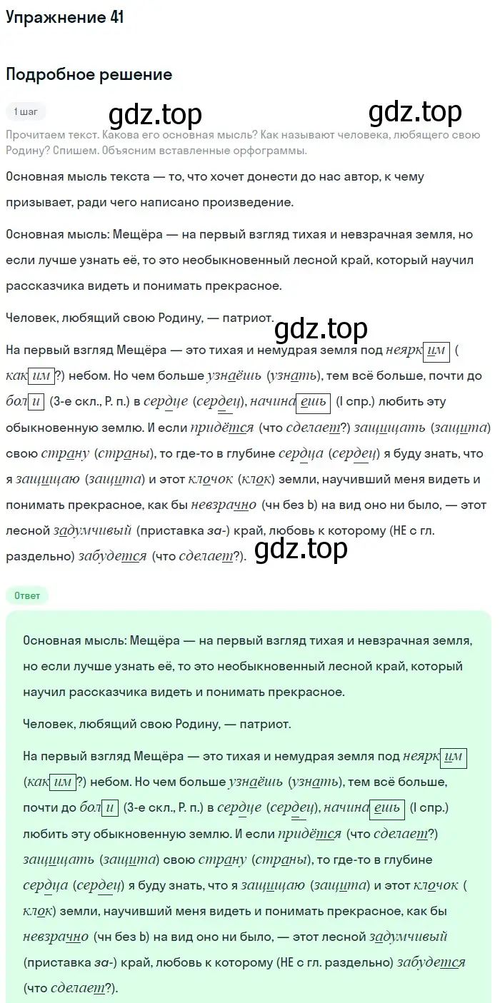 Решение номер 41 (страница 20) гдз по русскому языку 6 класс Баранов, Ладыженская, учебник 1 часть