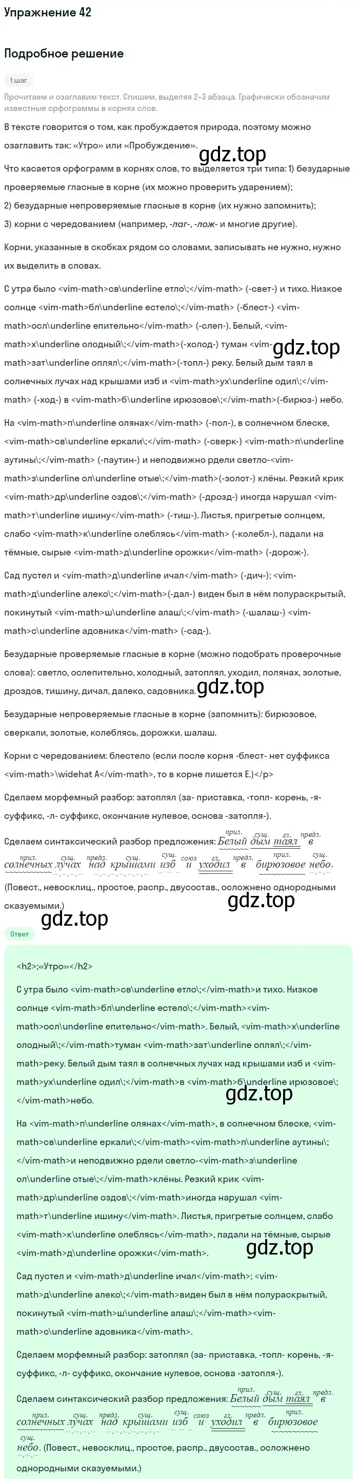 Решение номер 42 (страница 21) гдз по русскому языку 6 класс Баранов, Ладыженская, учебник 1 часть