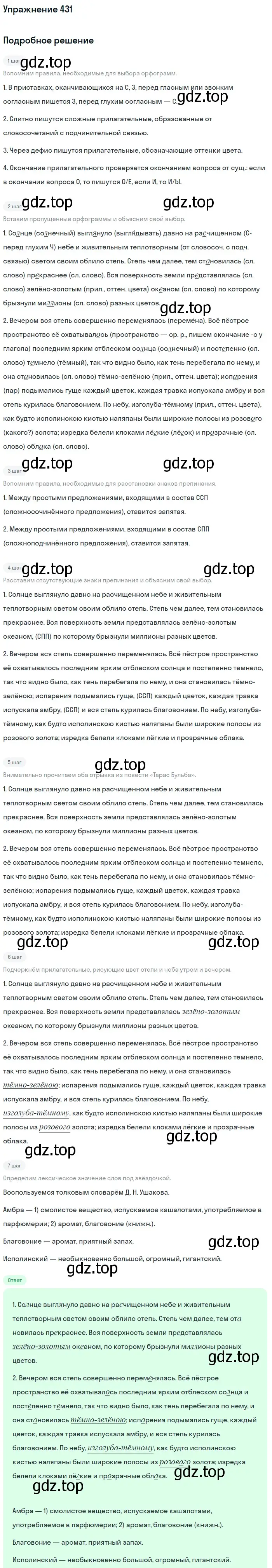 Решение номер 431 (страница 38) гдз по русскому языку 6 класс Баранов, Ладыженская, учебник 2 часть