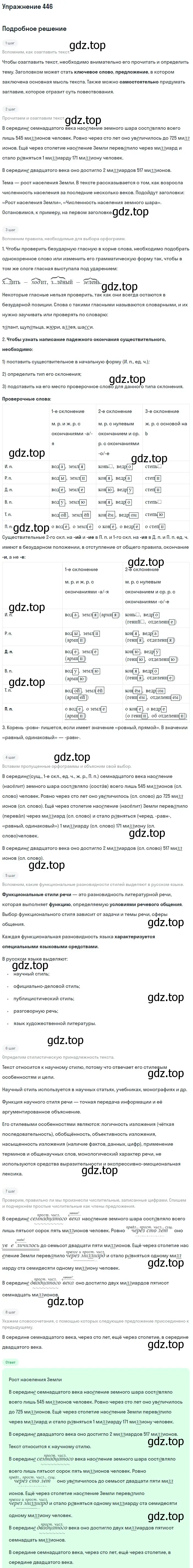 Решение номер 446 (страница 47) гдз по русскому языку 6 класс Баранов, Ладыженская, учебник 2 часть